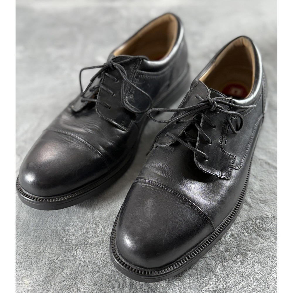 Chaps Dress Shoes Mens Size 12M Black Cap Toe Leather Lace Up Oxford 096-9514